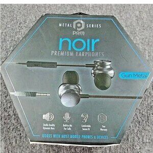 Pom Gear Metal Series Noir Premium Earphones in Gun Metal